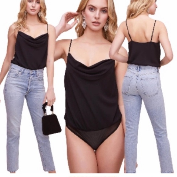 Astr Tops - ASTR THE LABEL Black Cowl Neck Tank Bodysuit